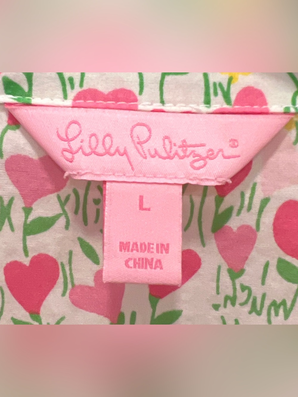 LILLY PULITZER “LOVE YOU TOO MUCH” PAJAMA SET, SIZE L. - Picture 3 of 16